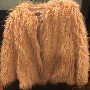 Blush colored furry jacket